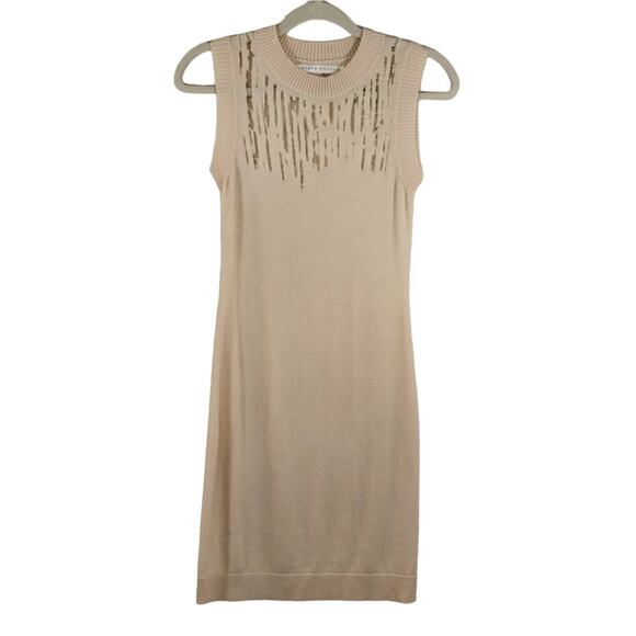 O Susana Monaco Women's Light Pink Distressed Sleeveless Wool Sweater Dress XS - Picture 1 of 11